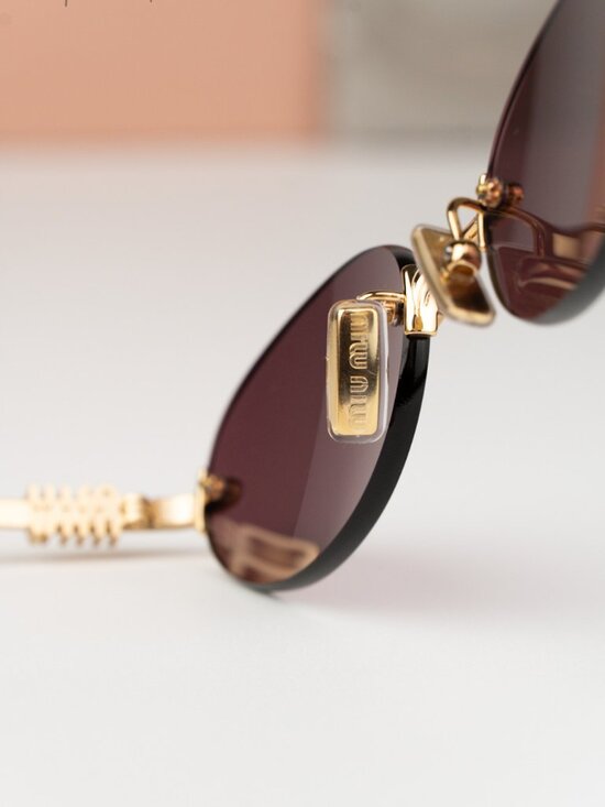 Miu Miu Women Sunglasses Gold Violet Oval MUA54S 5AK20Y NEW AUTHENTIC main image 4